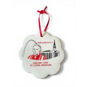 Pope John Paul II Ceramic Ornament January 1999 St Louis Missouri Visit Souvenir